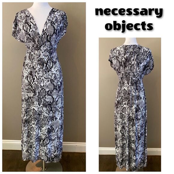 Necessary objects B&W Reptile Print Maxi Dress - Picture 1 of 6
